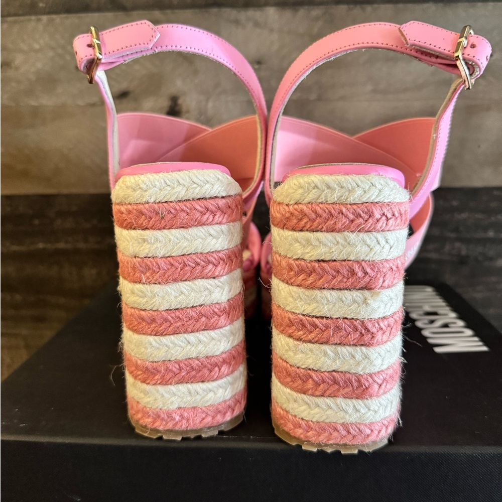 Moschino Pink Wedge Sandals with Criss-Cross Straps - Picture 4 of 7